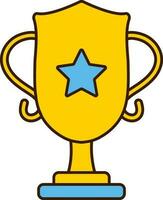 Trophy With Star Icon In Flat Style. vector