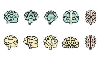 Different View of Colorful Brains Element Set. vector