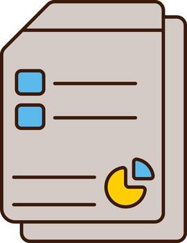 Document Pie Chart Icon In Flat Style. vector