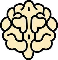 Yellow Human Brain Top View Icon In Flat Style. vector