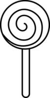 Isolated Spiral Lollypop Icon In Black Outline Style. vector