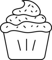 Isolated Cupcake Icon In Black Outline Style. vector