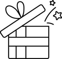 Open Gift Box With Confetti Icon In Lineal Style. vector