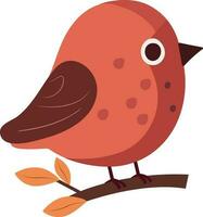 Scarlet Tanager Bird Sitting On Branch Icon In Red Color. vector