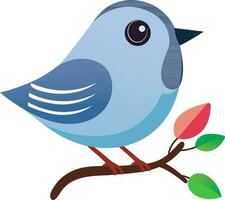 Illustration of Bird Sitting On Branch Icon In Blue Color. vector