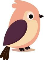 Brown And Peach Titmouse Bird Cartoon Icon In Flat Style. vector