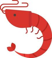 Red Shrimp Icon In Flat Style. vector