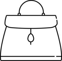 Isolated Hand Bag Icon In Black Stroke. vector