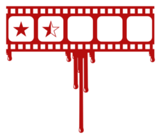 Star Rate Sign in the Bloody Filmstrip  Silhouette. Rating Icon Symbol for Film or Movie Review with Genre Horror, Thriller, Gore, Sadistic, Splatter, Slasher, Mystery, Scary. Rating 1,5 Star. PNG