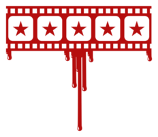 Star Rate Sign in the Bloody Filmstrip  Silhouette. Rating Icon Symbol for Film or Movie Review with Genre Horror, Thriller, Gore, Sadistic, Splatter, Slasher, Mystery, Scary. Rating 5 Star. PNG