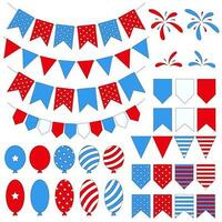 Set of USA Independence Day Icons Costumes and Traditional Elements for July 4th Celebration vector