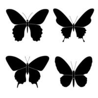 Set of Black Different Silhouettes of Butterflies with Beautiful Wings on a White Background vector