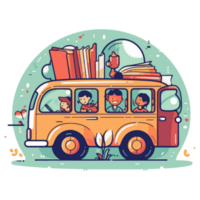 colegio autobús. niños montando en colegio autobús. png