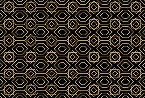 Seamless gold line geometric modern pattern, Isometric cube gold line seamless pattern on black background vector