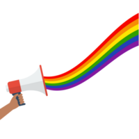 People hold megaphone with lgbt rainbow png