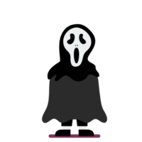 Boy dressed in scary ghost costume png