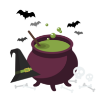 Witch cauldron with bubbling green potion png