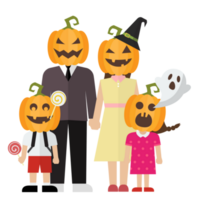 Halloween family with halloween pumpkin costumes png