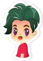 Illustration of Cute Boy Character In Sticker Style. vector