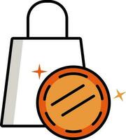 efectivo compras icono o símbolo en naranja y blanco color. vector