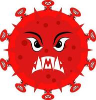 Many Virus Scary Face Red Icon Or Symbol. vector