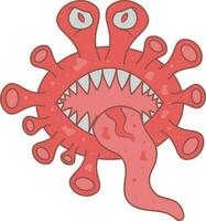 Tongue Out Monster Virus Cartoon Red Icon. vector