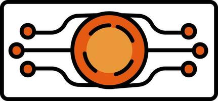 Digital Coin Icon In Orange. vector