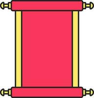 Pink And Yellow Illustration Of Blank Scroll Paper Flat Icon. vector