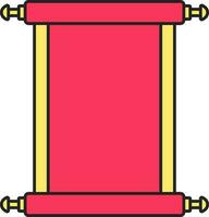 Pink And Yellow Illustration Of Blank Scroll Paper Flat Icon. vector