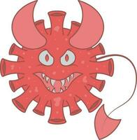 Flat Style Devil Virus Emoji Icon In Red Color. vector