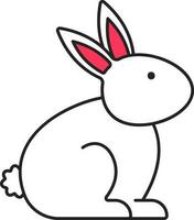 Cute Bunny Or Rabbit Character Icon In Red And White Color. vector