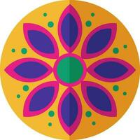 Beautiful Flower Shape Rangoli Colorful Icon. vector
