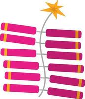 Burning Firecracker Strip Icon In Pink And Yellow Color. vector