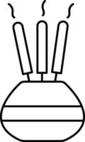 Illustration Of Burning Incense Stick Stand Icon. vector