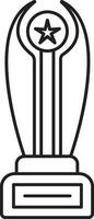 Illustration Of Trophy With Star Icon In Black Outline Style. vector