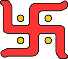 Illustration Of Red Swastika Symbol Or Icon In Flat Style. vector