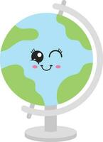 Winking Eye Earth Globe Stand Icon In Flat Style. vector