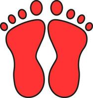 Isolated Footprint Flat Icon In Red Color. vector