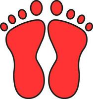 Isolated Footprint Flat Icon In Red Color. vector