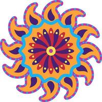 Isolated Colorful Flower Shape Rangoli Icon. vector