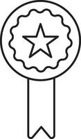 Isolated Award Ribbon With Star Icon In Black Outline Style. vector