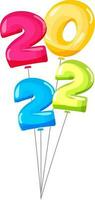 Colorful Bunch Of 2022 Balloon Number On White Background. vector