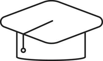 Isolated Graduation Hat Icon In Black Outline Style. vector