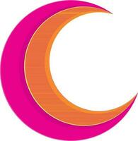 Pink And Yellow Crescent Moon Flat Element On White Background. vector