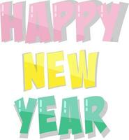 Colorful Happy New Year Lettering On White Background. vector