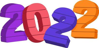 3D Colorful 2022 Number On White Background. vector