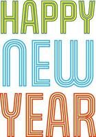 Flat Colorful Neon Effect Happy New Year Font On White Background. vector