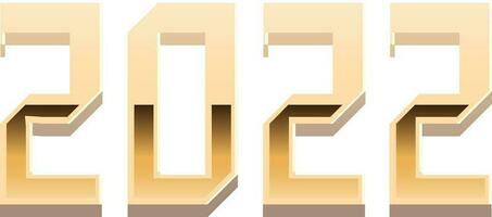 Golden 2022 Number On White Background. vector