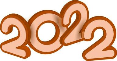 3D Brown 2022 Number On White Background. vector