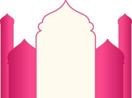Blank Mosque Door With Minaret Pink Element In Flat Style. vector